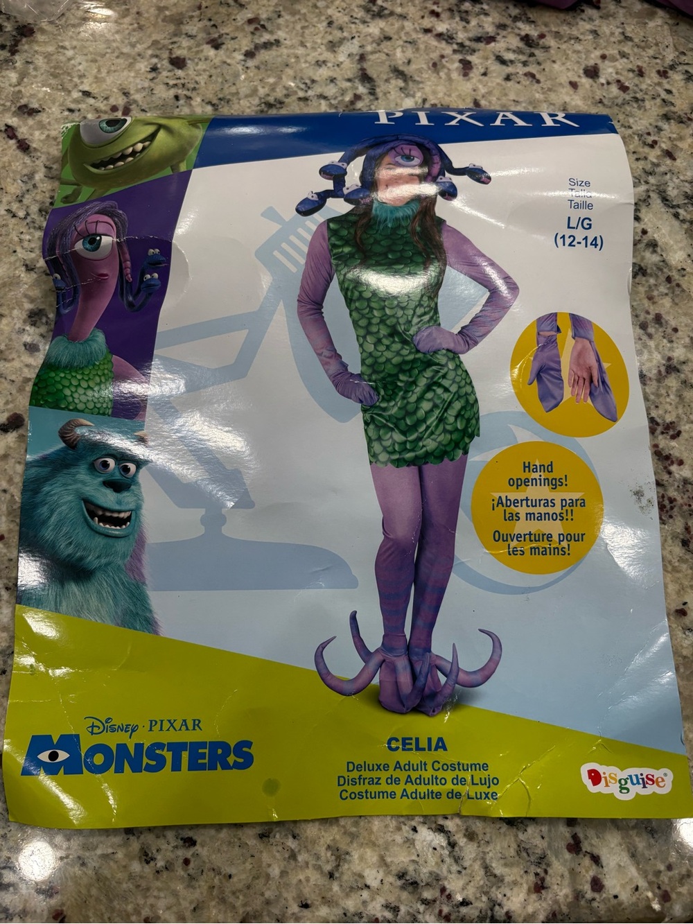 Pixar Monsters Celia woman’s costume Large 12-14 GUC feet have dirt & wear